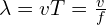 \lambda=vT=\frac{v}{f}