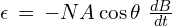 \epsilon\,=\,-NA \cos \theta \,\,\frac{dB}{dt}