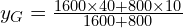 y_G=\frac{1600\times 40+800\times 10}{1600+800}