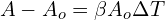 A-A_o=\beta A_o\Delta T