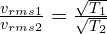 \frac{v_{rms1}}{v_{rms2}}=\frac{\sqrt{T_1}}{\sqrt{T_2}}