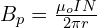 B_p=\frac{\mu_oIN}{2\pi r}