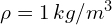 \rho=1\,kg/m^3