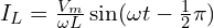 I_L=\frac{V_m}{\omega L} \sin (\omega t - \frac{1}{2} \pi)