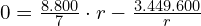 0=\frac{8.800}{7}\cdot r - \frac{3.449.600}{r}