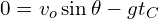 0=v_o \sin \theta - gt_C