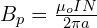 B_p=\frac{\mu_oIN}{2\pi a}