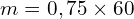 m=0,75\times 60