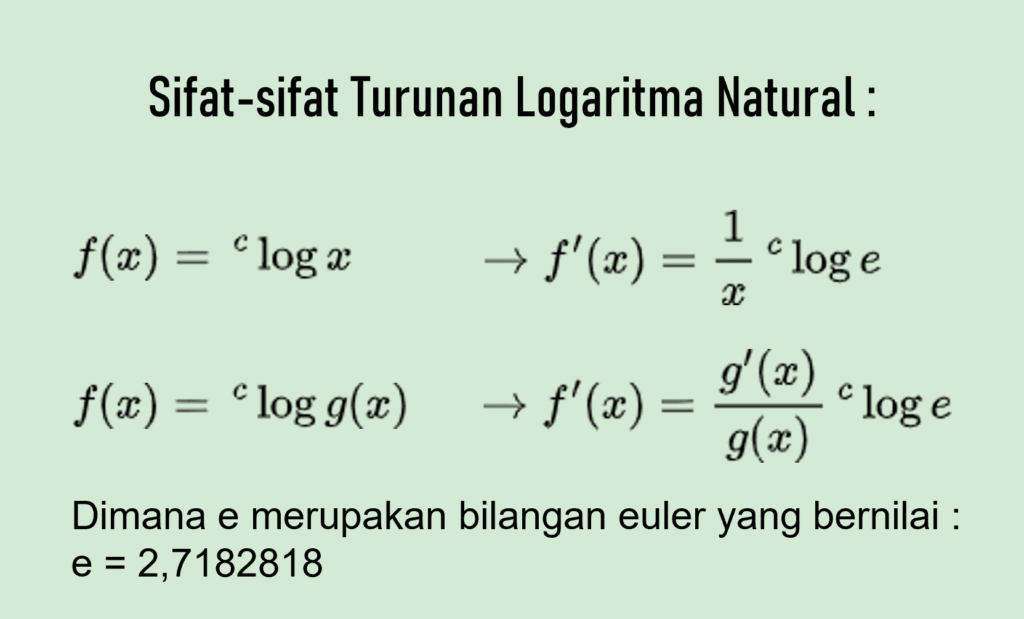 sifat sifat turunan logaritma natural